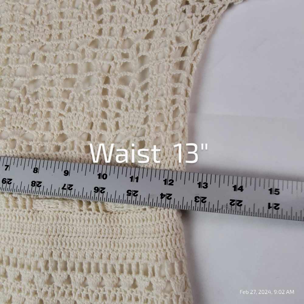 Forever 21, Vintage  Boho  Crochet Grannycore  Dress - Ivory - Picture 16 of 16